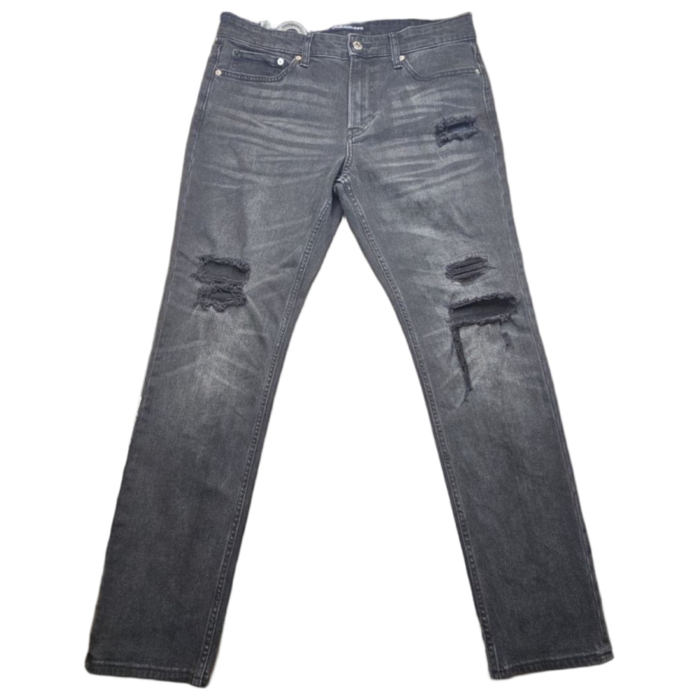 Calvin Klein Jeans Mens Slim Fit Distressed Black Denim 32x30 Ripped Dark Wash - Picture 4 of 16